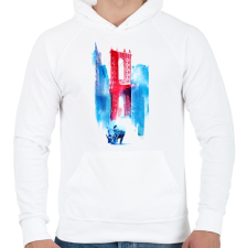 PRINTFASHION Manhattan Bridge - Férfi kapucnis pulóver - Fehér férfi pulóver, kardigán