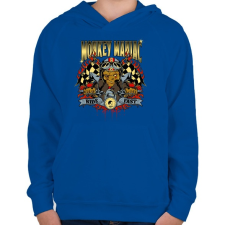 PRINTFASHION Mániákus majom - Gyerek kapucnis pulóver - Királykék gyerek pulóver, kardigán