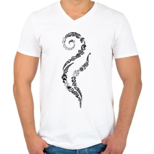 PRINTFASHION Maori hullám - Férfi V-nyakú póló - Fehér férfi póló