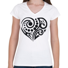 PRINTFASHION Maori szív3 - Női V-nyakú póló - Fehér női póló