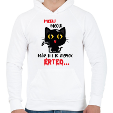 PRINTFASHION Már itt is vagyok - Férfi kapucnis pulóver - Fehér férfi pulóver, kardigán