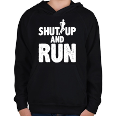 PRINTFASHION Maradj csendben és Fuss - Gyerek kapucnis pulóver - Fekete