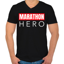 PRINTFASHION MARATHON HERO - Férfi V-nyakú póló - Fekete férfi póló