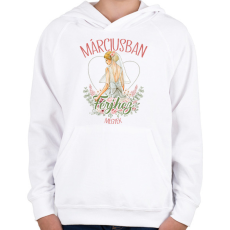 PRINTFASHION Márciusban férjhez megyek - Gyerek kapucnis pulóver - Fehér
