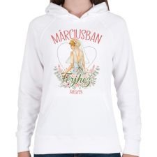 PRINTFASHION Márciusban férjhez megyek - Női kapucnis pulóver - Fehér női pulóver, kardigán