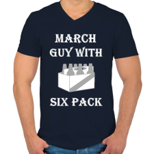 PRINTFASHION Márciusban született kockás hasú 2 - Férfi V-nyakú póló - Sötétkék férfi póló