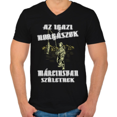 PRINTFASHION Márciusi horgász - Férfi V-nyakú póló - Fekete