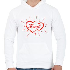 PRINTFASHION Margit - Férfi kapucnis pulóver - Fehér