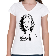 PRINTFASHION Marilyn Monroe - Női V-nyakú póló - Fehér női póló