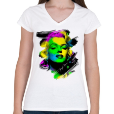 PRINTFASHION marilyn-monroe-png - Női V-nyakú póló - Fehér női póló