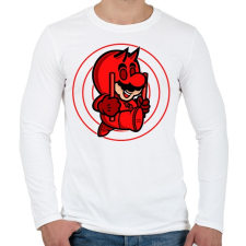 PRINTFASHION Mario devil - Férfi hosszú ujjú póló - Fehér férfi póló