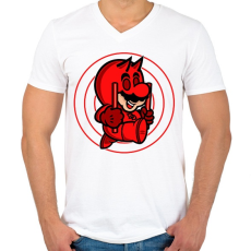 PRINTFASHION Mario devil - Férfi V-nyakú póló - Fehér