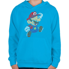 PRINTFASHION Mario - Gyerek kapucnis pulóver - Azúrkék gyerek pulóver, kardigán
