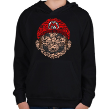 PRINTFASHION Mario - Gyerek kapucnis pulóver - Fekete gyerek pulóver, kardigán
