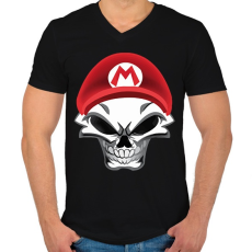 PRINTFASHION Mario koponya - Férfi V-nyakú póló - Fekete