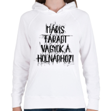 PRINTFASHION Máris fáradt vagyok a holnaphoz - Női kapucnis pulóver - Fehér női pulóver, kardigán