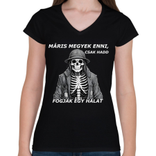 PRINTFASHION Máris megyek enni... - Női V-nyakú póló - Fekete női póló
