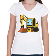 PRINTFASHION Markológép - Női V-nyakú póló - Fehér