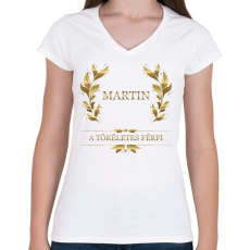 PRINTFASHION Martin - Női V-nyakú póló - Fehér