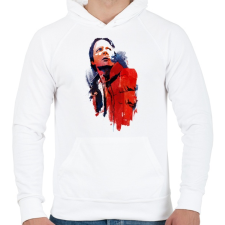 PRINTFASHION Marty - Férfi kapucnis pulóver - Fehér férfi pulóver, kardigán