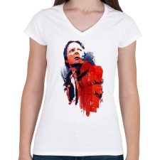 PRINTFASHION Marty - Női V-nyakú póló - Fehér női póló