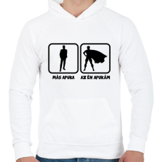PRINTFASHION Más apuka vs Az én apukám - Férfi kapucnis pulóver - Fehér