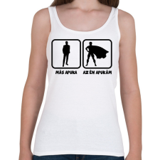 PRINTFASHION Más apuka vs Az én apukám - Női atléta - Fehér női trikó