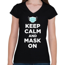 PRINTFASHION Mask on!  - Női V-nyakú póló - Fekete női póló