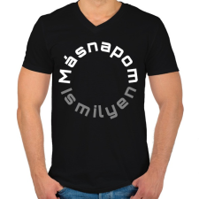 PRINTFASHION MÁSNAPOM IS MILYEN - Férfi V-nyakú póló - Fekete férfi póló