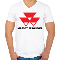 PRINTFASHION Massey-Ferguson - Férfi V-nyakú póló - Fehér