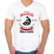 PRINTFASHION Masszőr vagyok - Férfi V-nyakú póló - Fehér férfi póló