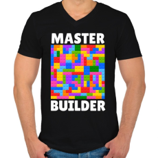 PRINTFASHION Master Builder - Férfi V-nyakú póló - Fekete