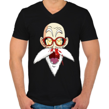 PRINTFASHION Master Roshi - Férfi V-nyakú póló - Fekete férfi póló