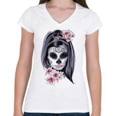 PRINTFASHION Maszk - Női V-nyakú póló - Fehér