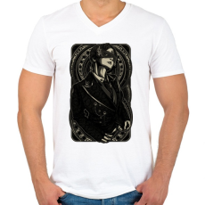 PRINTFASHION Maszkos  - Férfi V-nyakú póló - Fehér