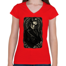 PRINTFASHION Maszkos  - Női V-nyakú póló - Piros női póló