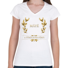 PRINTFASHION Máté - Női V-nyakú póló - Fehér női póló