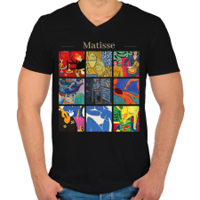 PRINTFASHION Matisse - részletek - Férfi V-nyakú póló - Fekete férfi póló