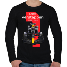 PRINTFASHION Max Verstappen 1 autóversenyző - fehér felirat - Férfi hosszú ujjú póló - Fekete férfi póló
