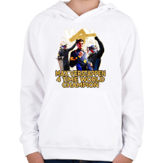 PRINTFASHION MAX VERSTAPPEN vilagbajnok - Gyerek kapucnis pulóver - Fehér