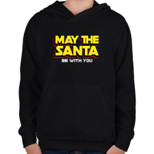 PRINTFASHION MAY THE SANTA - Gyerek kapucnis pulóver - Fekete gyerek pulóver, kardigán
