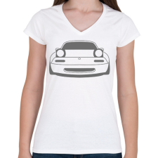 PRINTFASHION Mazda mx-5 Szürke - Női V-nyakú póló - Fehér női póló