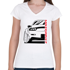 PRINTFASHION Mazda RX7 - Női V-nyakú póló - Fehér női póló