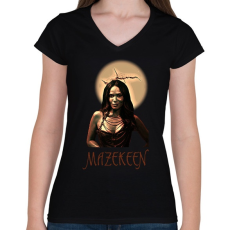 PRINTFASHION MAZEKEEN - Női V-nyakú póló - Fekete
