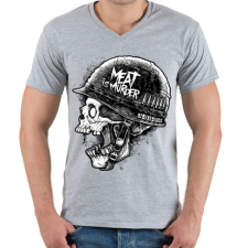 PRINTFASHION Meat is murder - Férfi V-nyakú póló - Sport szürke férfi póló