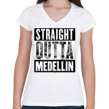 PRINTFASHION Medellin - Női V-nyakú póló - Fehér női póló