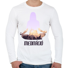 PRINTFASHION Meditáció - Férfi hosszú ujjú póló - Fehér férfi póló