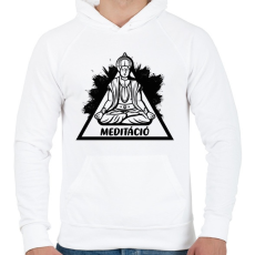 PRINTFASHION Meditáció - Lótuszülés - Férfi kapucnis pulóver - Fehér