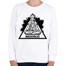 PRINTFASHION Meditáció - Lótuszülés - Gyerek pulóver - Fehér gyerek pulóver, kardigán