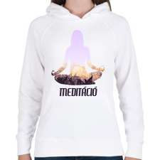 PRINTFASHION Meditáció - Női kapucnis pulóver - Fehér női pulóver, kardigán